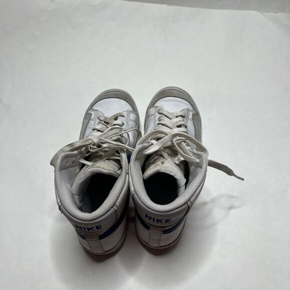 Nike Blazer Mid Top Leather Shoes White Blue Swoosh Youth 6Y DA4086-113 - Picture 6 of 8